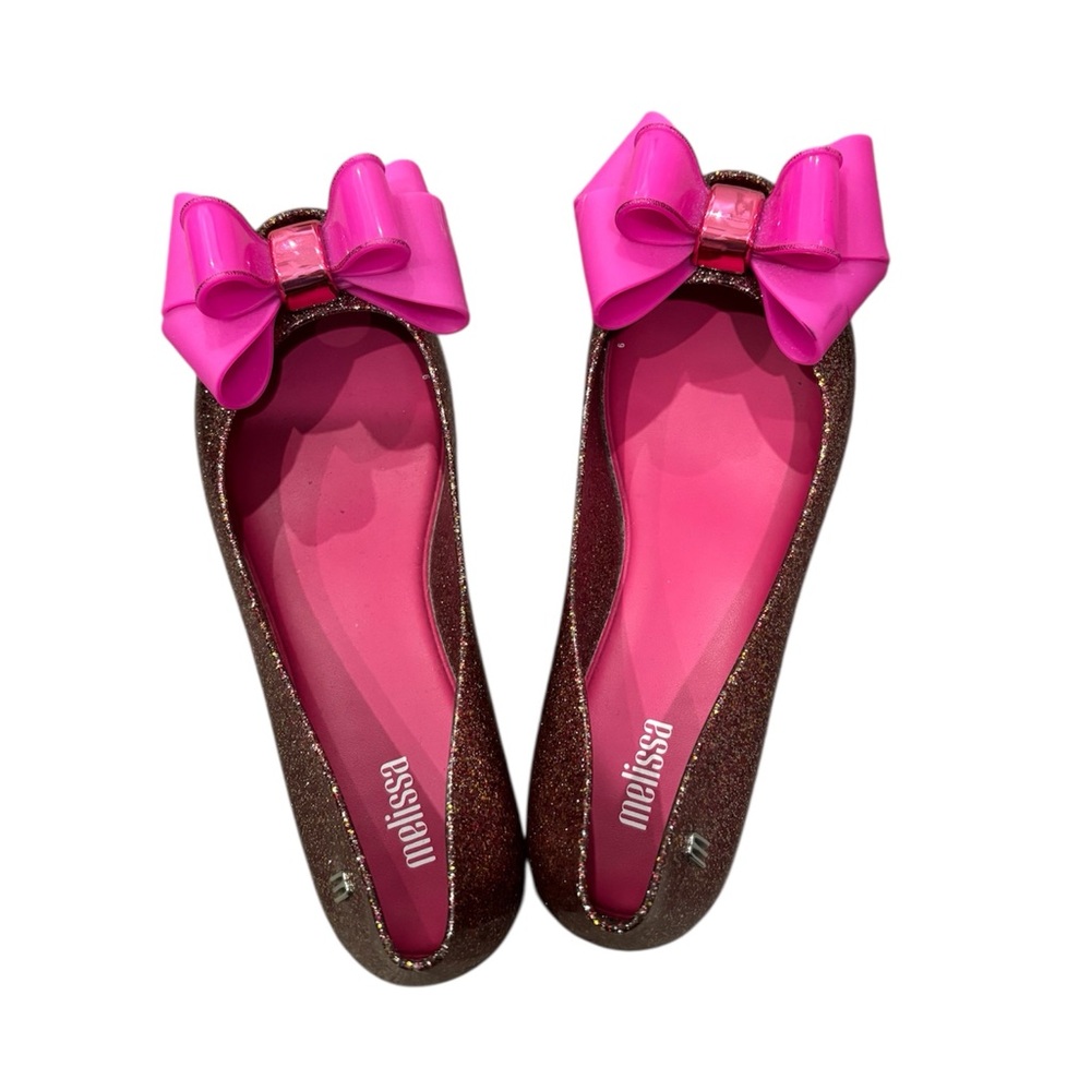 Melissa Glitter Flats with Pink Bow